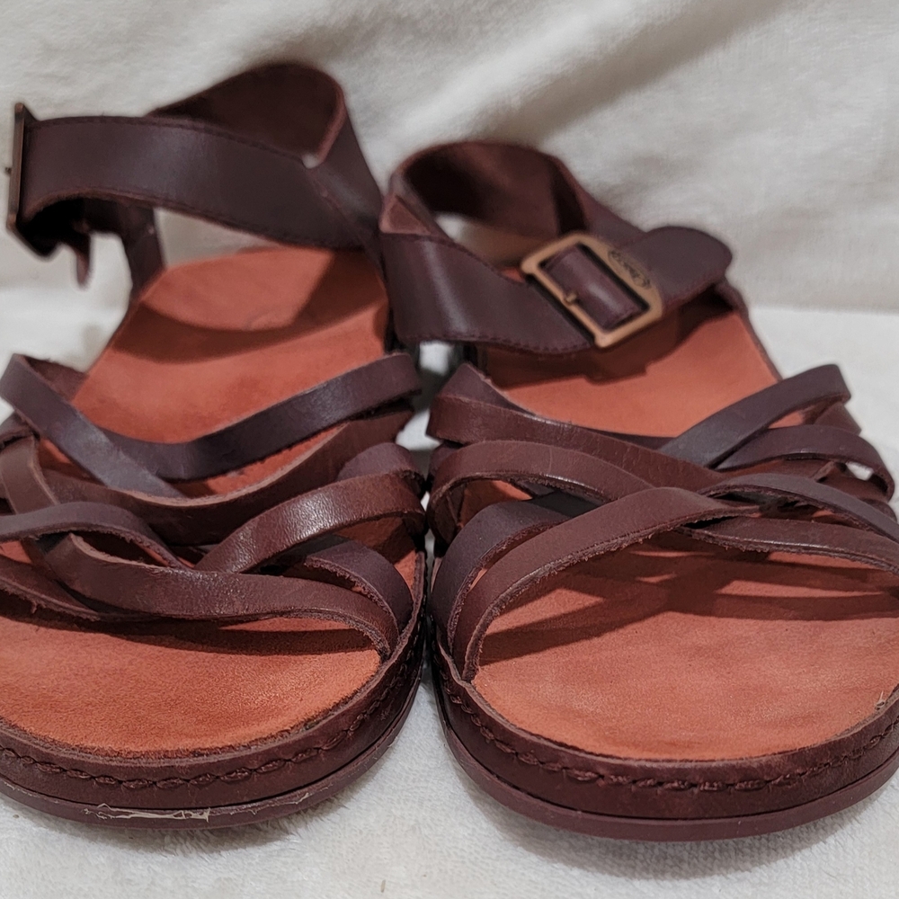Womens 6 Chaco Fallon Java Brown Leather Strappy … - image 7